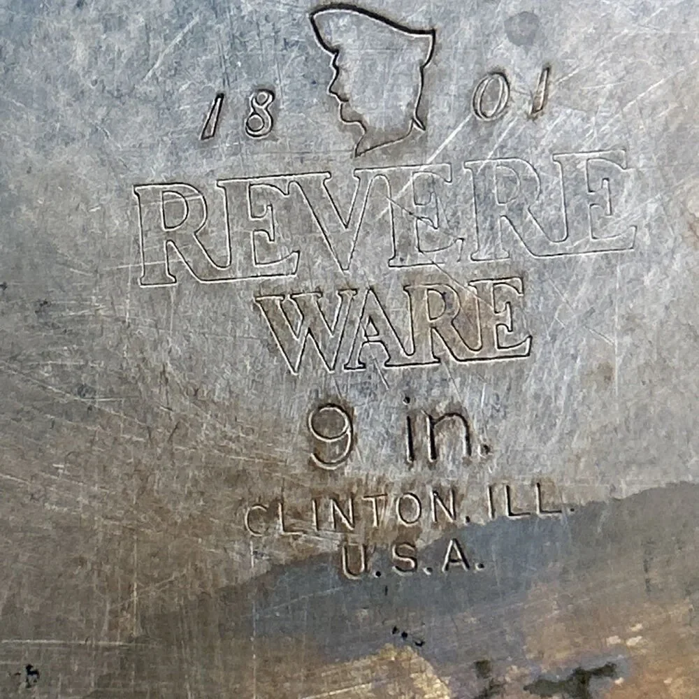 Vintage Revere Ware 9 inch Skillet Fry Pan Copper Clad 1801 Clinton